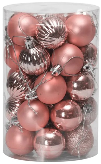 Vianočné gule SYSD1688-026 ružové (34 ks)