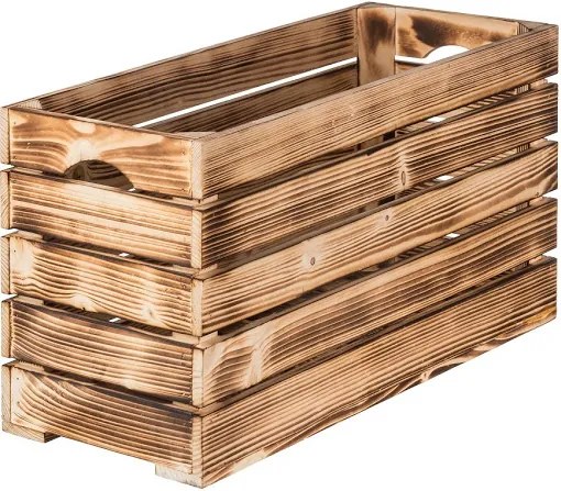 Drevobox Opálená drevená debnička 60 x 22 x 30 cm