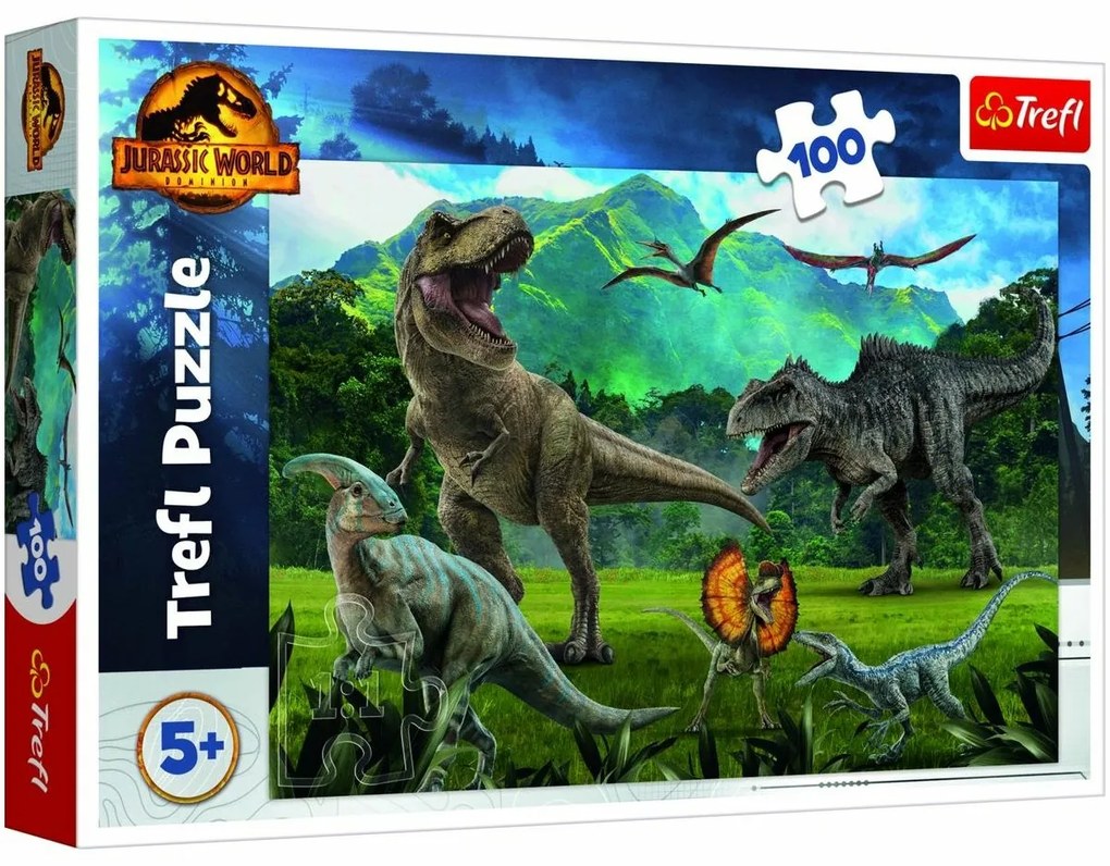 Puzzle Jurský Park, 100 dielikov, 41x27,5 cm v krabici 29x19x4 cm