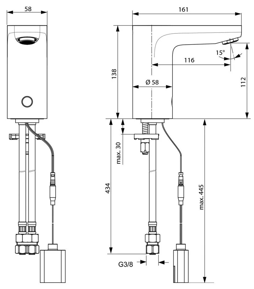 Ideal Standard CeraPlus - Senzorová umývadlová batéria bez regulácie teploty (batéria 6V), chróm A6143AA