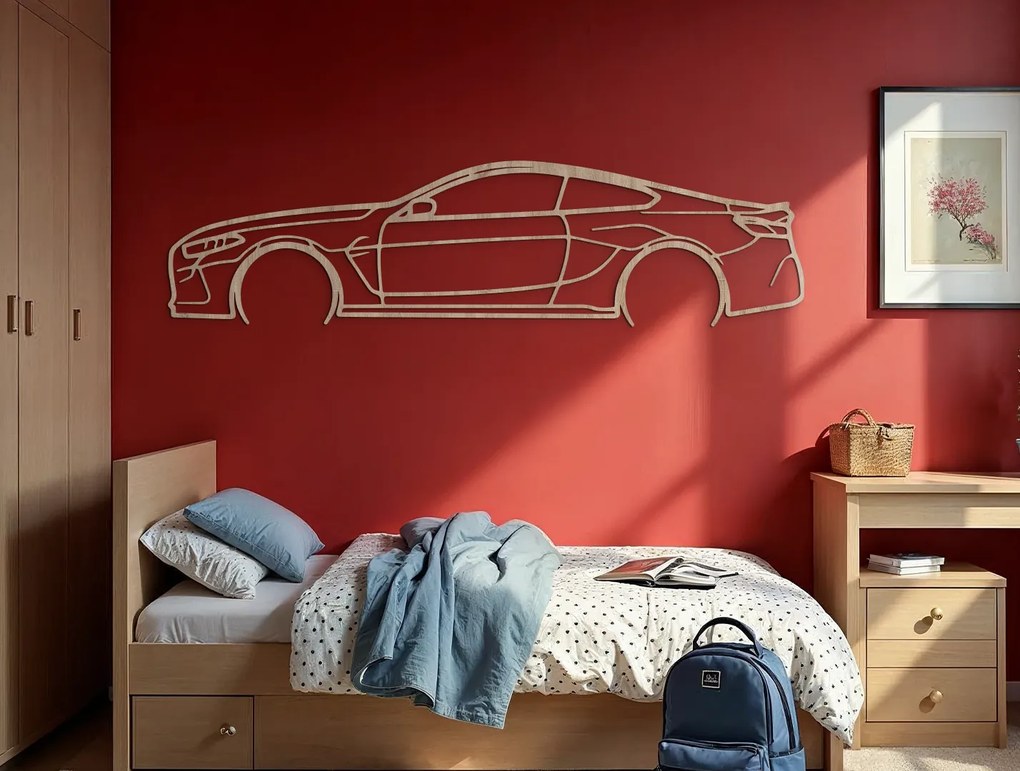 drevko Drevená nálepka na stenu BMW M8 Competition Rozmer obrazu: 22,5 x 86 cm, Farba dekorácie: Čierna
