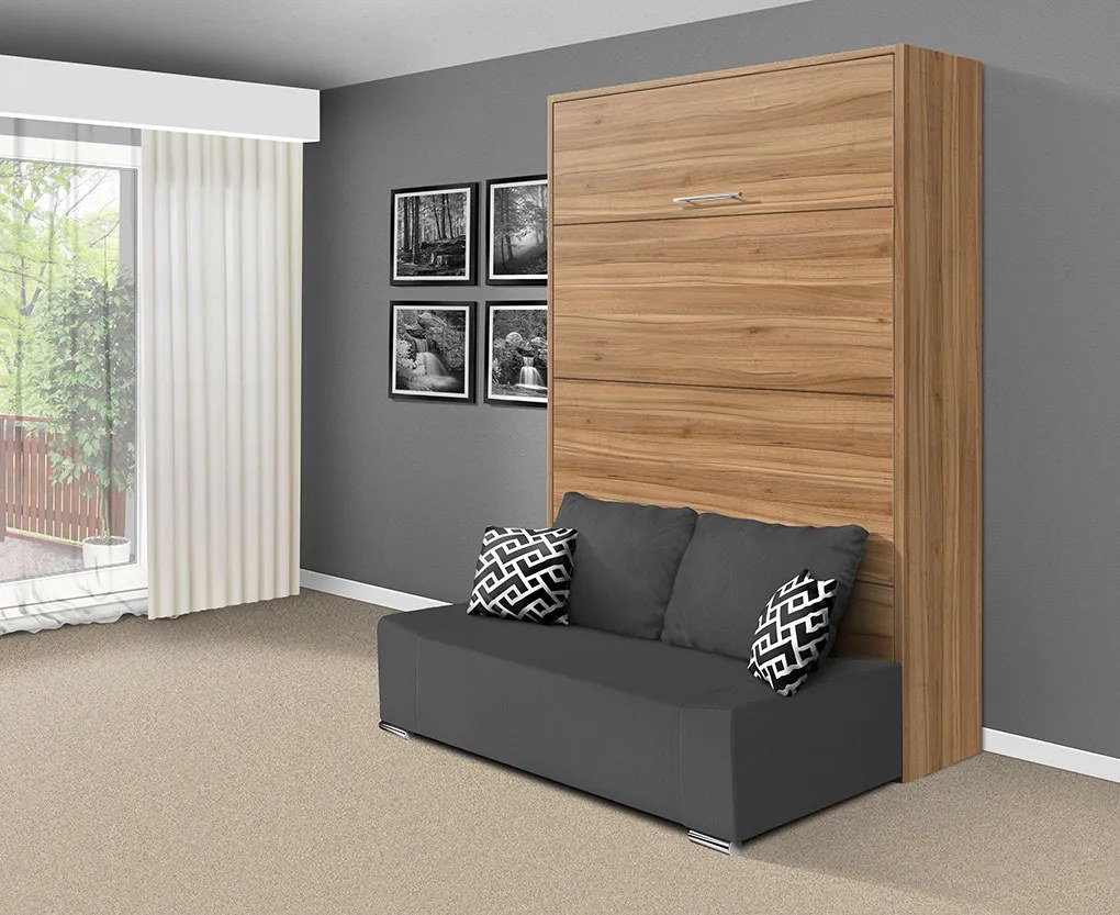 Nabytekmorava Sklápacia posteľ s pohovkou VS 21058P 200x180 farba pohovky: Sivá, Typ farebného prevedenia: Antracit / dvere antracit