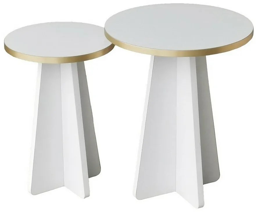 Súprava konferenčných stolíkov Mushroom Gold and White, 2 ks