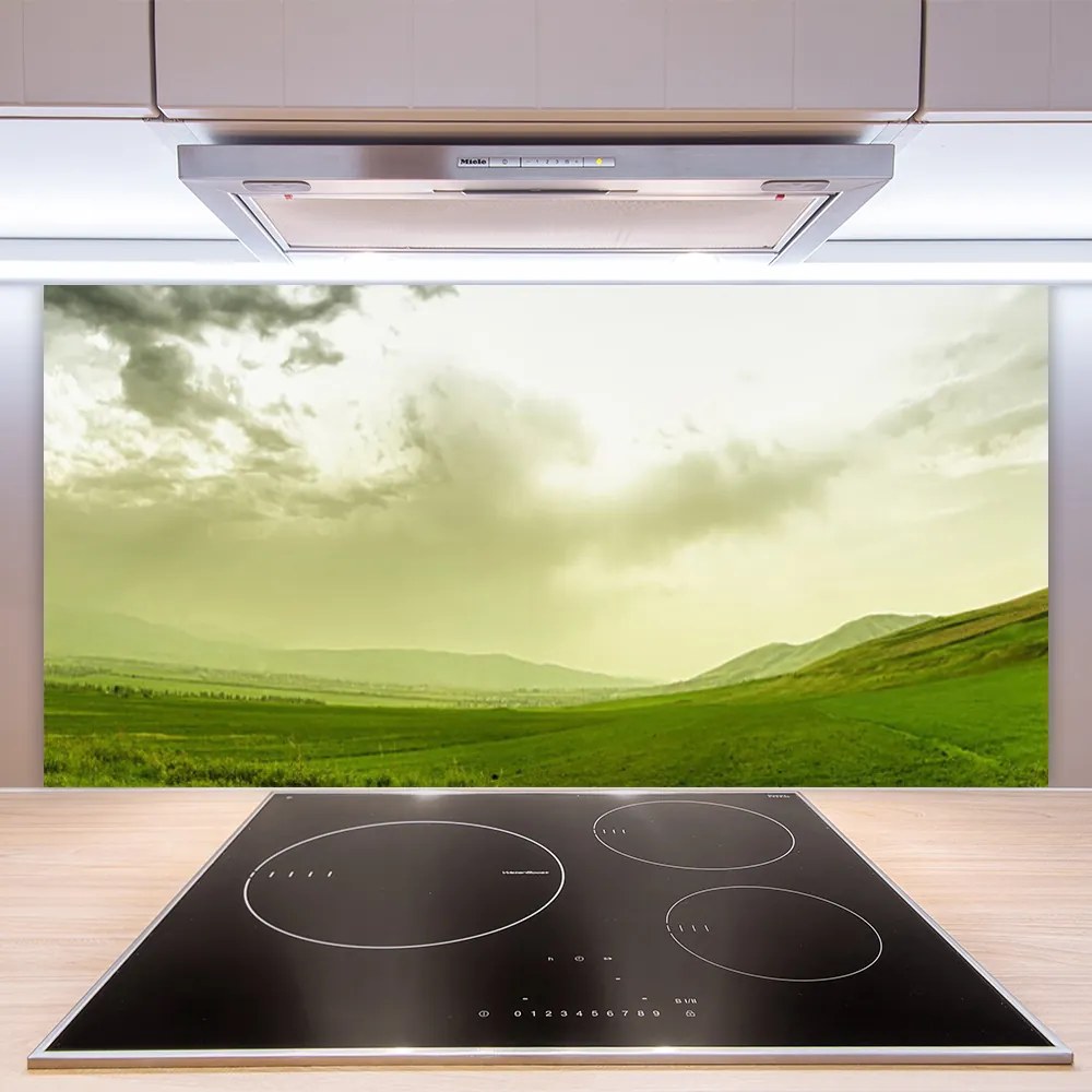 Sklenený obklad Do kuchyne Lúka príroda zelený výhľad 125x50 cm