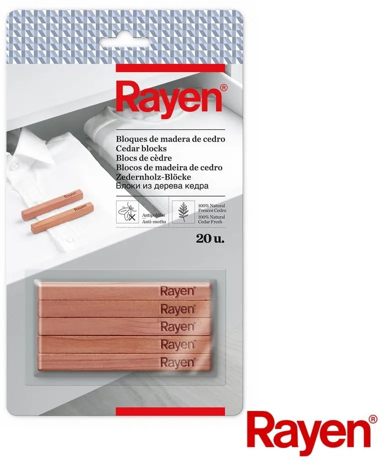 Odpudzovač šatníkových molí 4 ks z cédrového dreva v prírodnej farbe – Rayen
