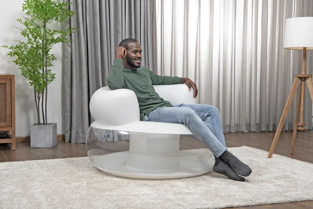 Bestway Nafukovacie kreslo biele 112 x 112 x 70 cm 75138