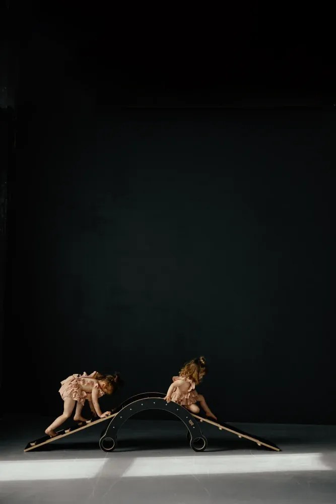 Lezecká súprava 3v1 stredná – hojdačka, šmykľavka a lezecká stena Biela