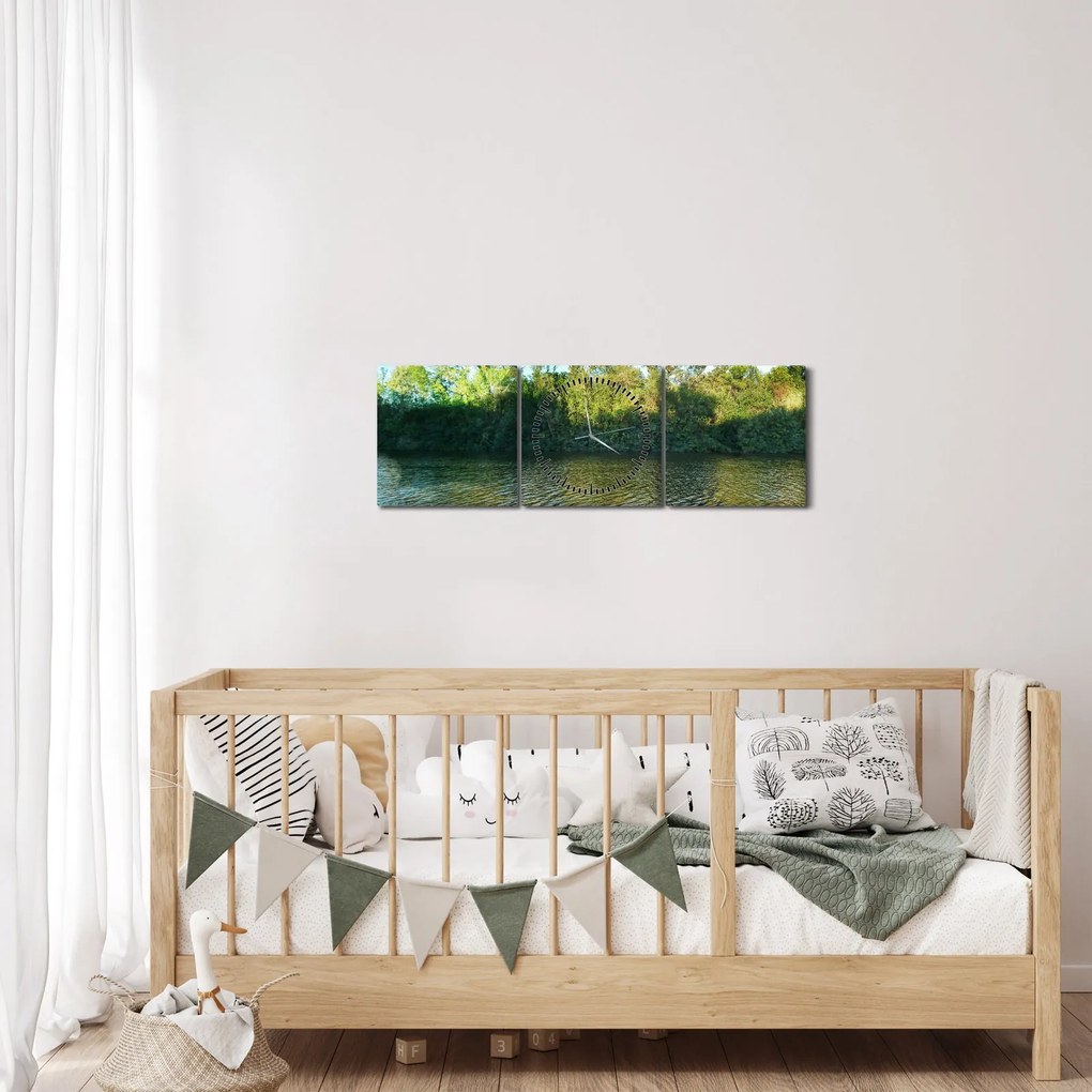 Obraz - jazero (s hodinami) (90x30 cm)