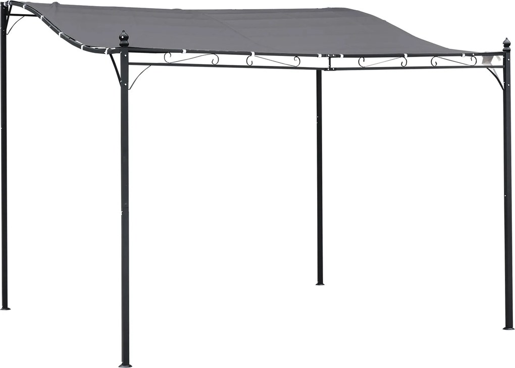 Outsunny Záhradná Pergola s Krytom a Stanom, Kovová Šedá 297x297cm | Aosom