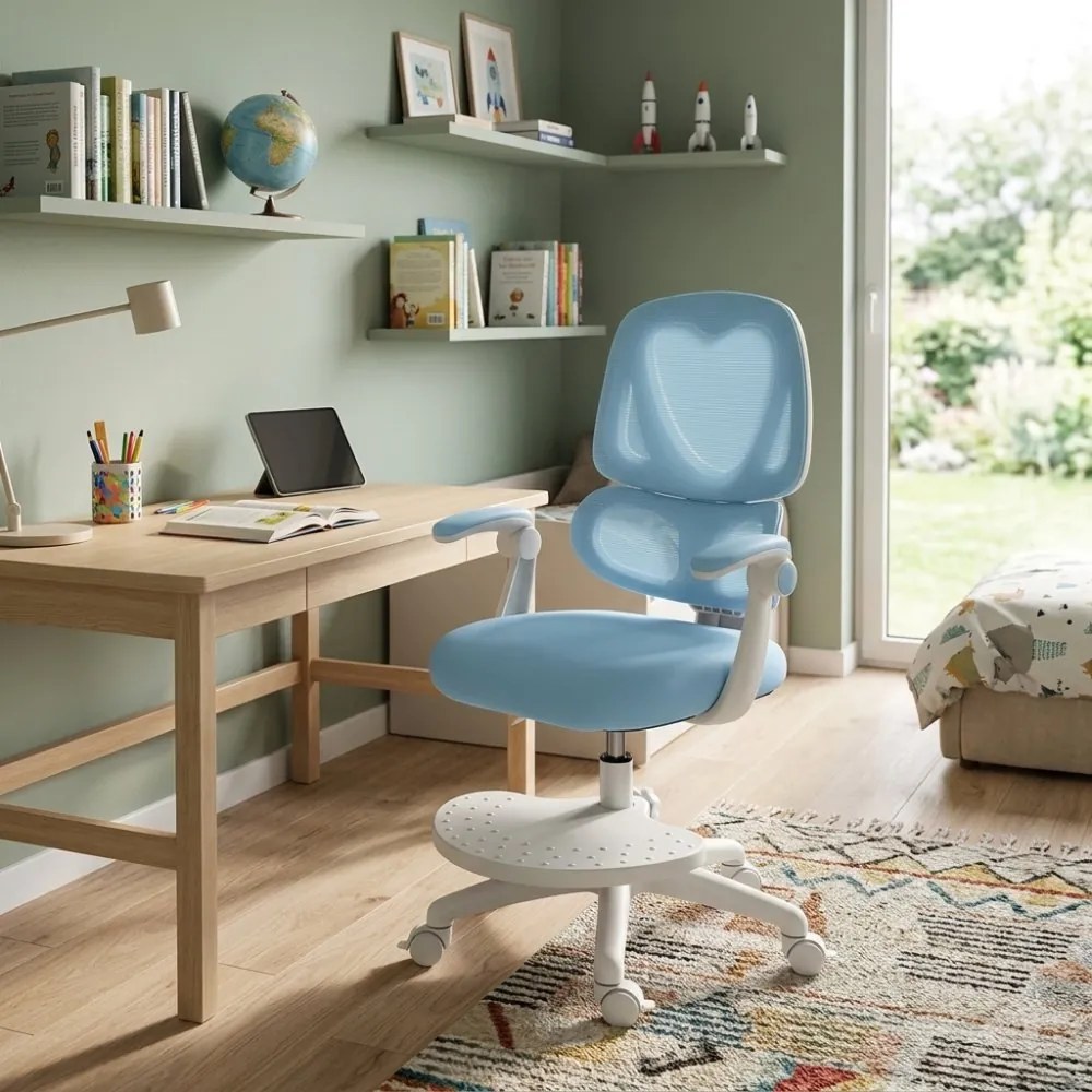 Detská otočná stolička Neoseat JUNI 023 — látka, prateľný poťah, modrá