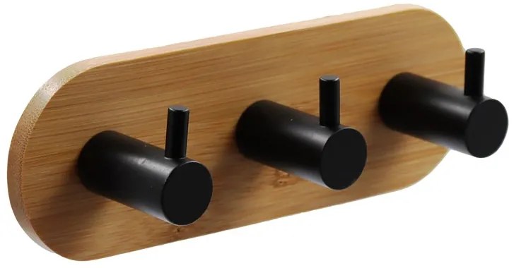 BISK Erga Plain, okrúhly 3-háčik na uteráky, čierna-hnedá, ERG-99876BM