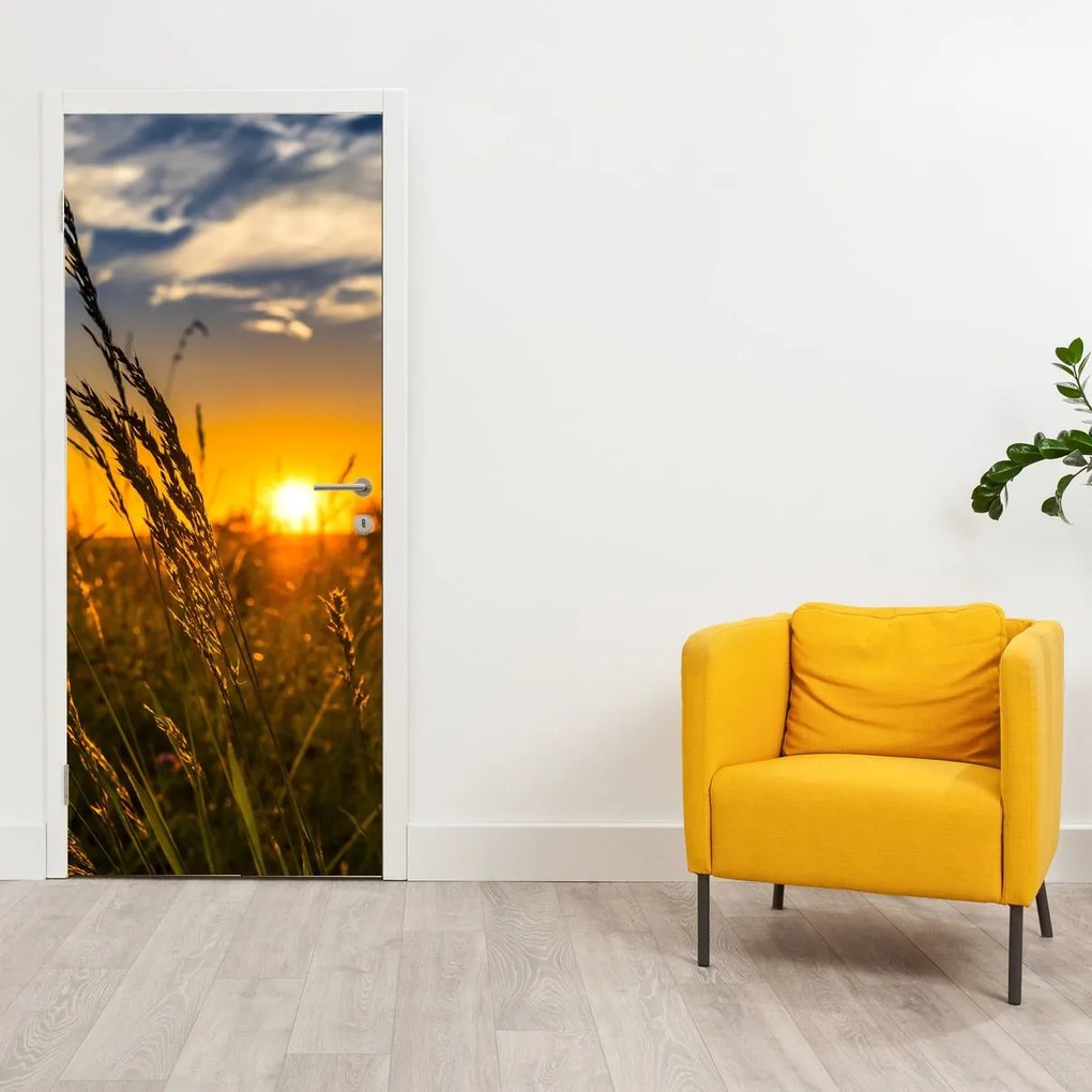 Fototapeta na dvere - Pole pri západe slnka (95x205cm)