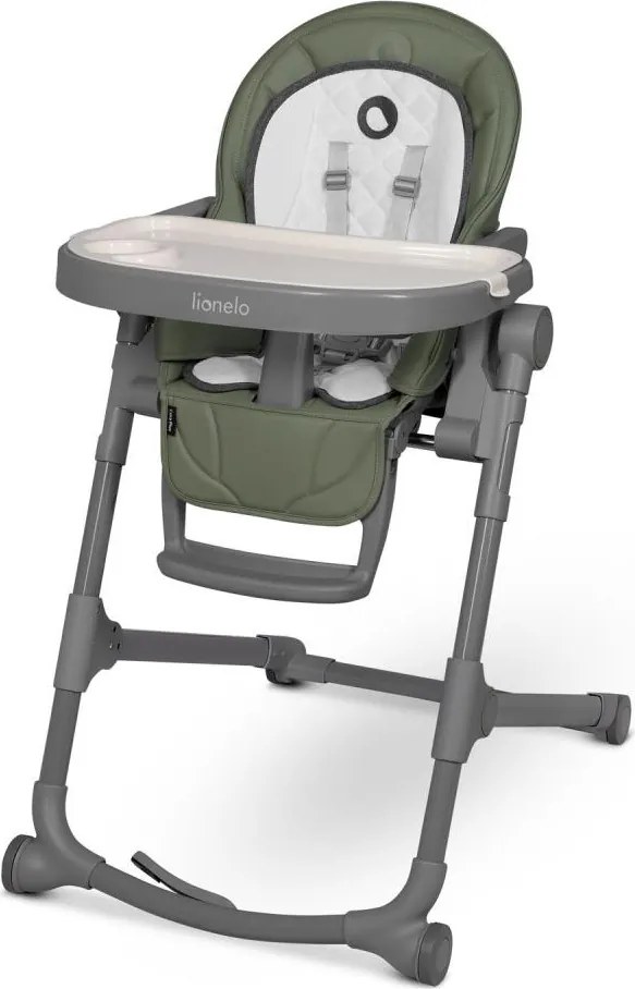Lionelo - Detská jedálenská stolička 2v1 CORA PLUS Zelená oliva