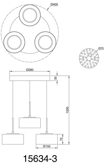 Globo 15634-3 - LED Luster na lanku FOGSY 3xLED/8W/230V