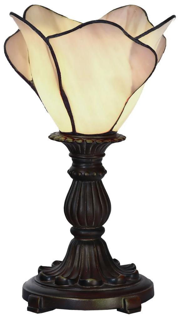 Béžová stolná lampa Tiffany Christelle - Ø 20*30 cm E14/max 1*25W
