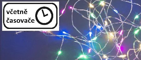 Nexos 59015 Svetelný strieborný drôt, 40 LED, časovač, farebný