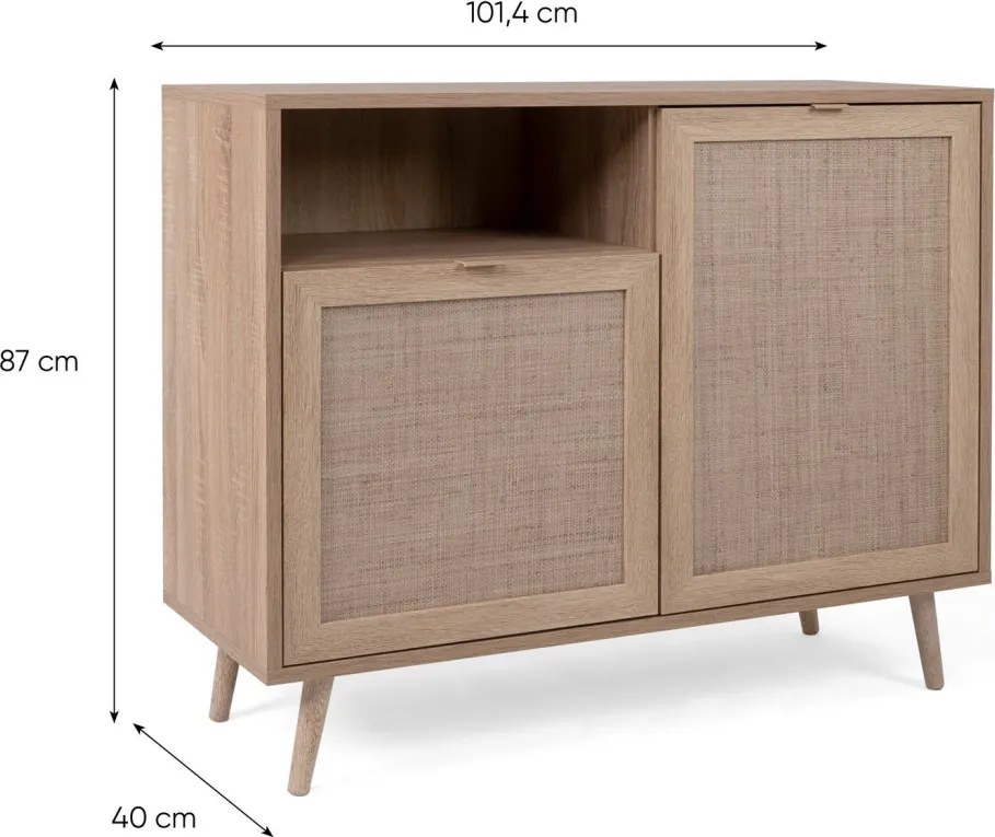 Skrinka 2-dverová Bali, dub sonoma/výplet