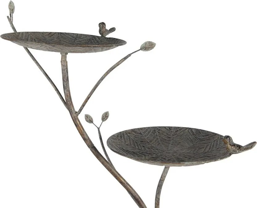 Zeleno hnedé antik kovové krmítko pre vtáčiky Birdie - 38*43*78 cm