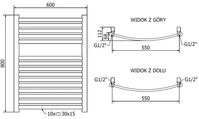 Mexen Helios, vykurovacie teleso 800x600 mm, 355 W, zlatá lesklá, W103-0800-600-00-50