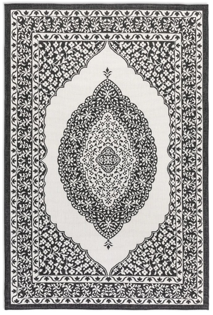 ELLE Decoration, Kusový koberec Gemini 106024 Black z kolekcie Elle – na von aj na doma, 200x290, čiernobiela, chodba / predsieň