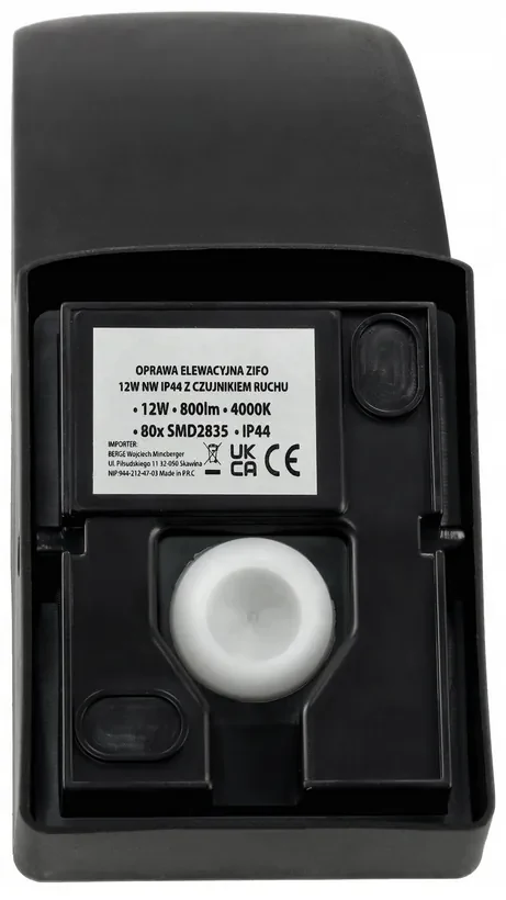 BERGE LED nástenné svietidlo 12W - 800lm - vonkajšie s pohybovým čidlom