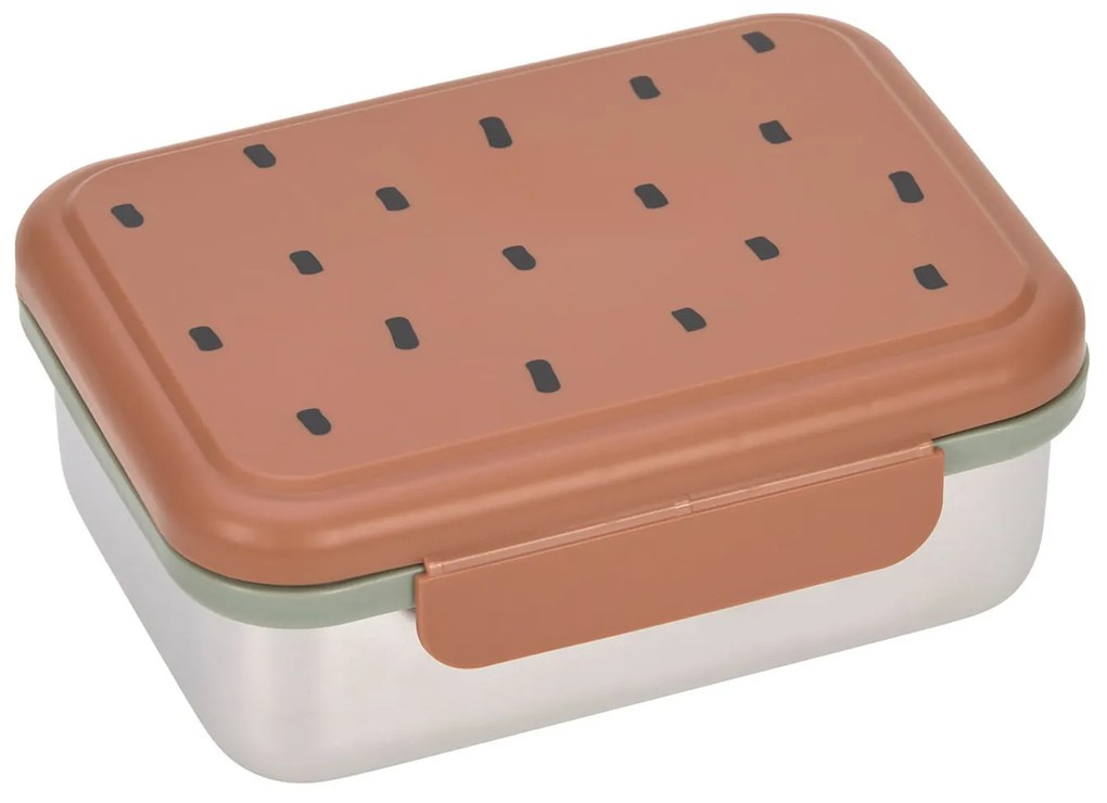 Antikorový desiatový box - Happy Prints caramel