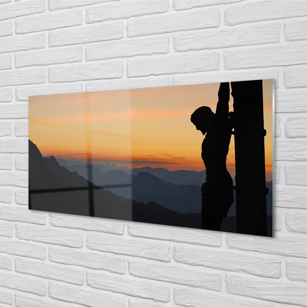 Obraz na akrylátovom skle Ježiš ukrižovaný slnko 140x70 cm