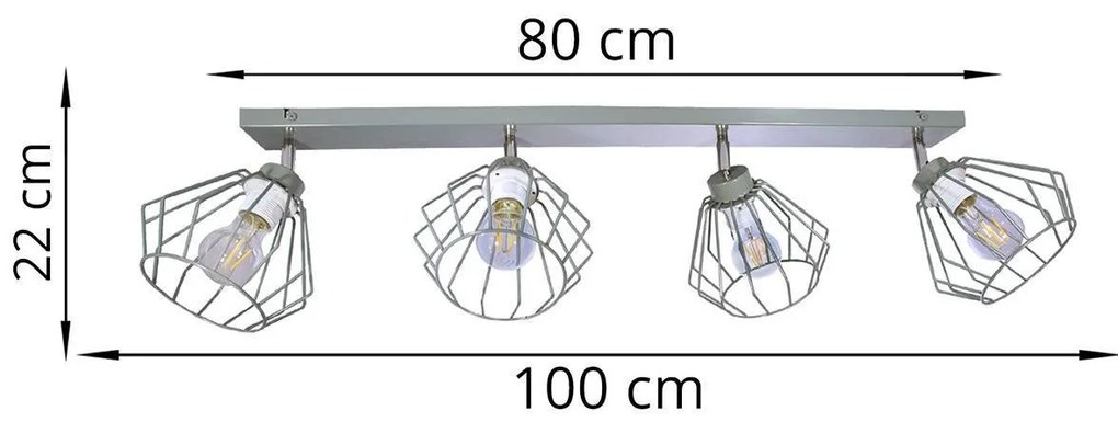 Stropné svietidlo NUVOLA, 4x drôtené tienidlo (výber z 3 farieb), (možnosť polohovania)