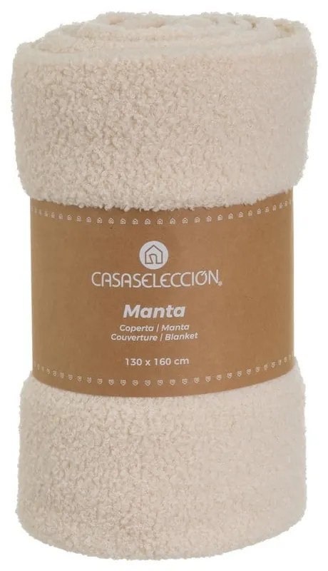 Béžová deka z materiálu buklé 160x130 cm Sherpa – Casa Selección