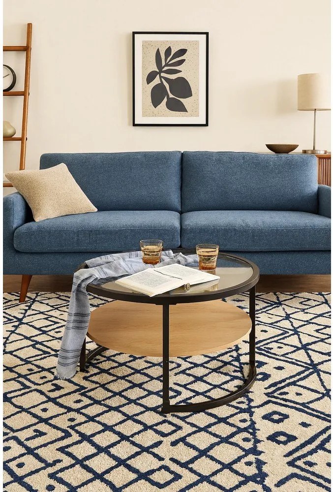 Čierny/v prírodnej farbe okrúhly konferenčný stolík v dekore duba ø 68 cm Zanu – Bonami Essentials