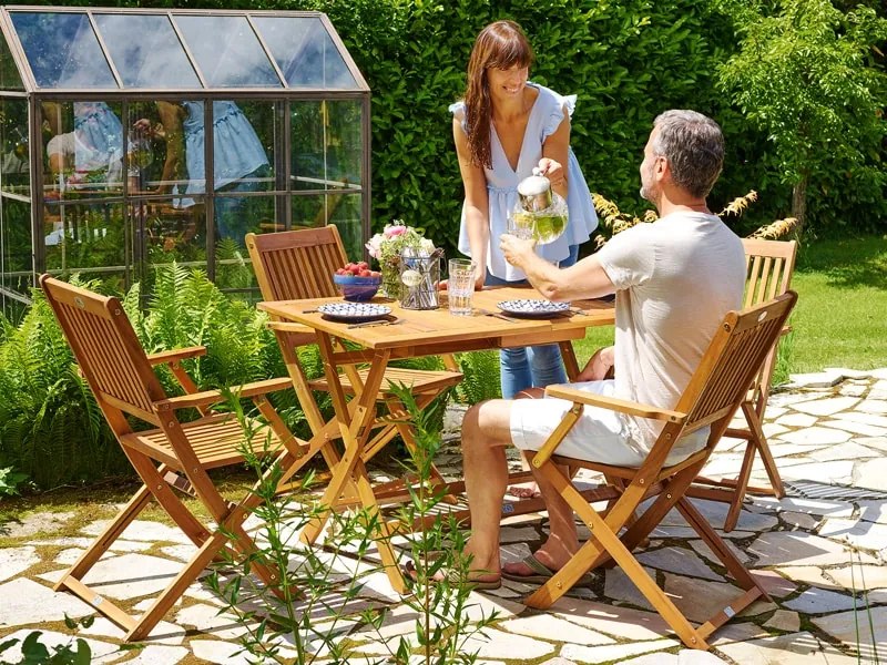 Sedacia súprava SYDNEY, 5-dielna, prírodné drevo Casaria