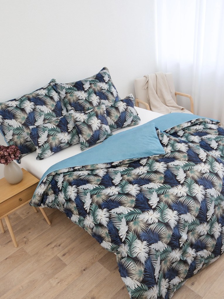 Predĺžené obliečky mikroplyš Digital – Taisa zeleno/modrá