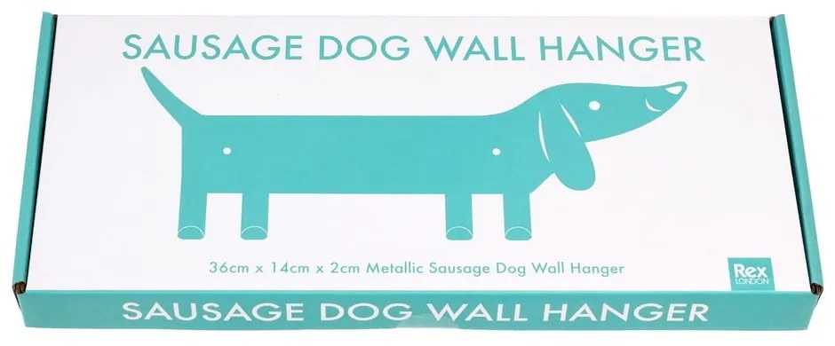 Tyrkysovomodrý kovový nástenný detský vešiak Sausage Dog – Rex London