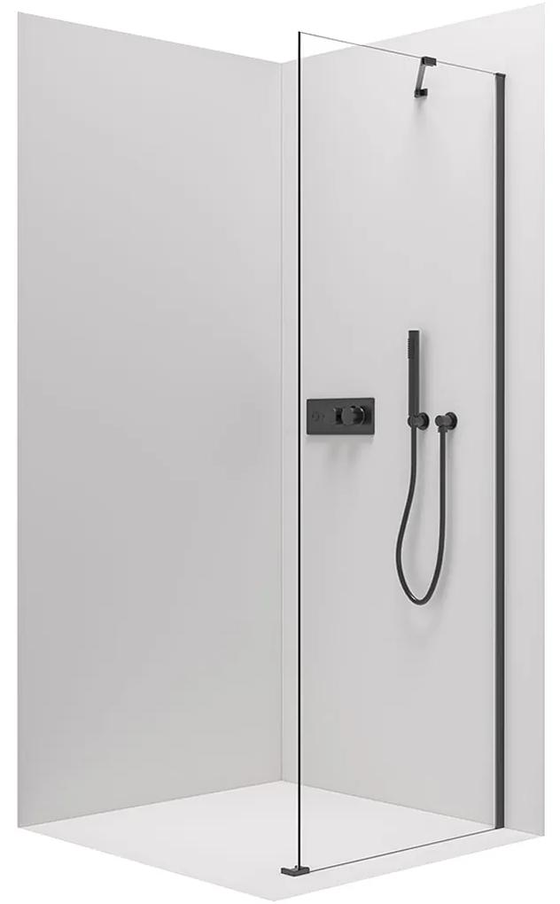Cerano, pevná sprchová zástena pre dvere Marino a Volpe 80x190 cm, 6mm číre sklo, čierny profil, CER-CER-420267