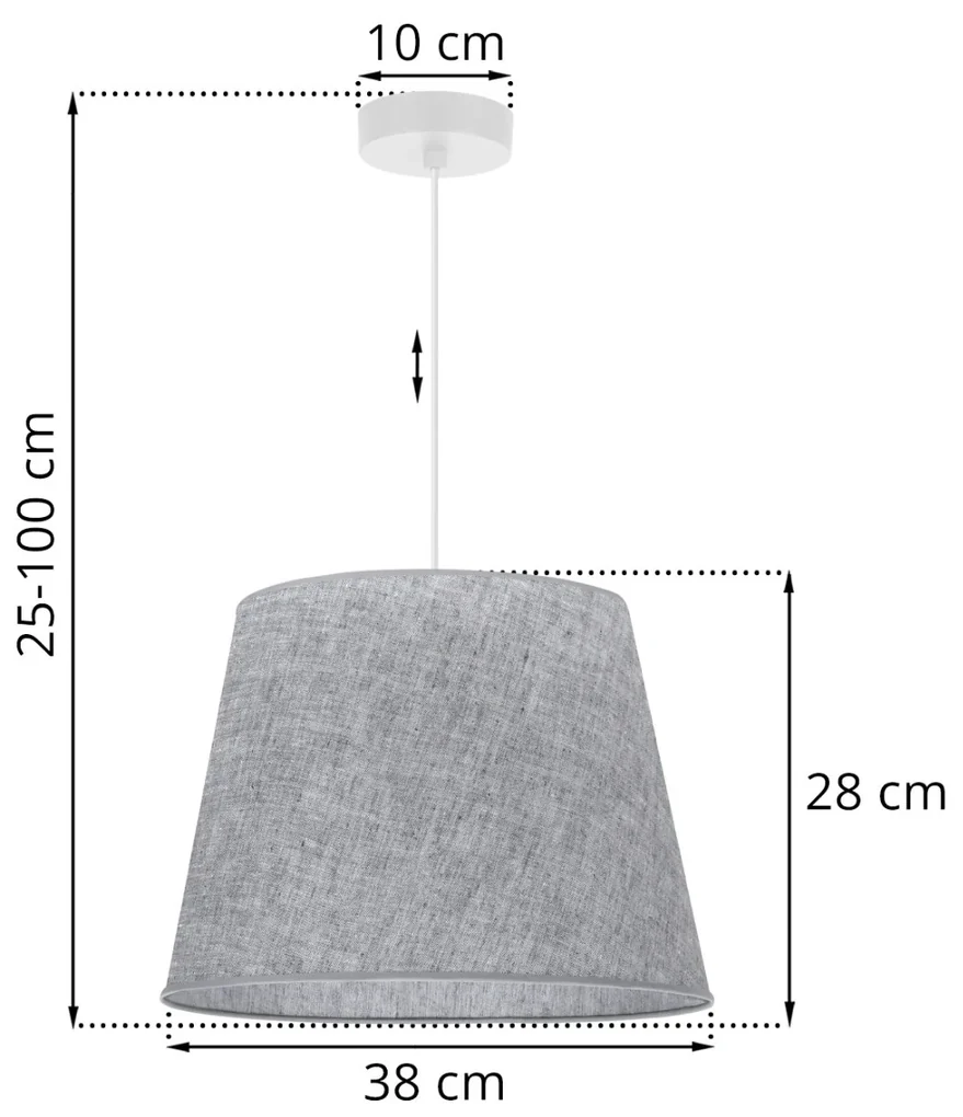 Závesné svietidlo Len1, 1x šedé textilné tienidlo, (fi 38 cm), w