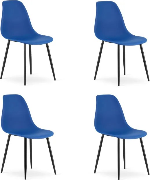 Set štyroch jedálenských stoličiek WAT modrý - čierne nohy (4 ks)