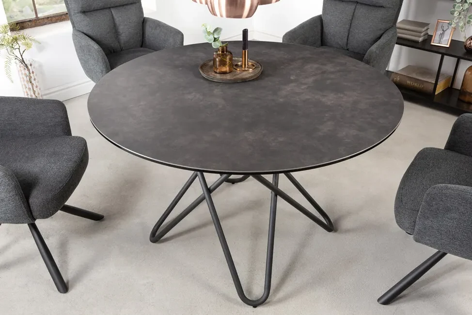 Okrúhly jedálenský stôl Ellipse keramická doska antracit 120cm
