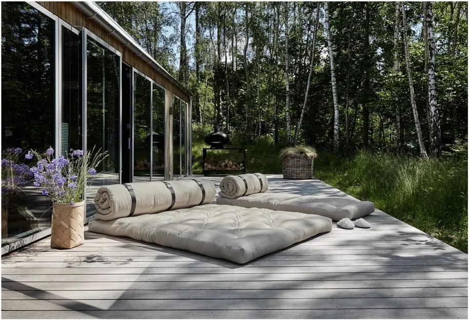 Béžové rozkladacie kreslo vhodné do exteriéru Karup Design Design OUT™ Buckle Up Beige