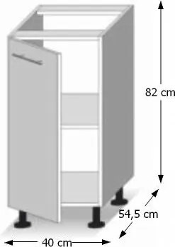 Dolná kuchynská skrinka Line D40 - dub sonoma / biela