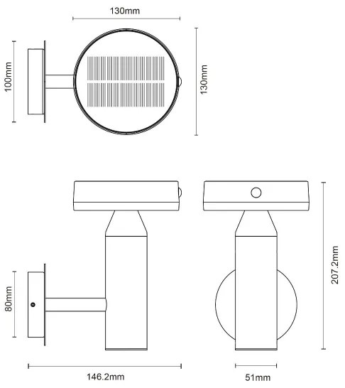 Zuma Line WT33611 - LED Solárna nástenná lampa CARLI LED/4,5W/2000mAh IP44 čierna