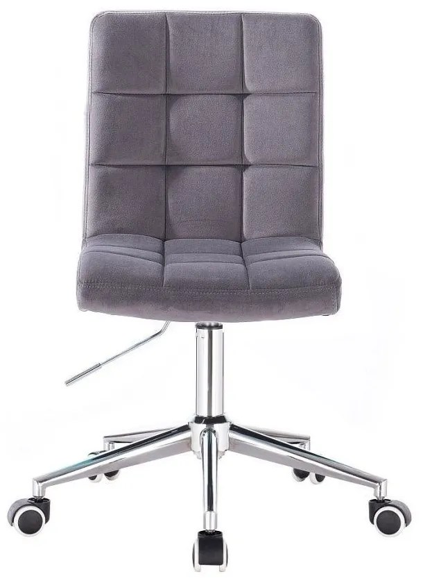 LuxuryForm DESIGN Stolička TOLEDO VELUR na striebornej podstave s kolieskami - tmavosivá