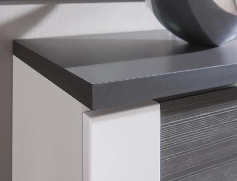 Vitrína Caracas typ 24, grafit/biely lesk, s osvetlením