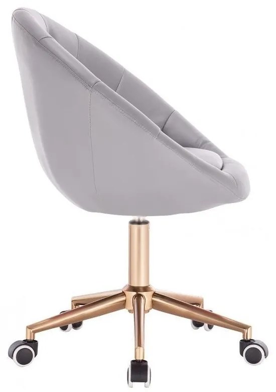 LuxuryForm DESIGN Kreslo VERA na zlatej podstave s kolieskami - sivé
