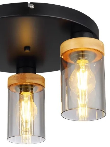 Globo 15557-3D - Prisadený luster FINCA 3xE27/40W/230V kov/drevo