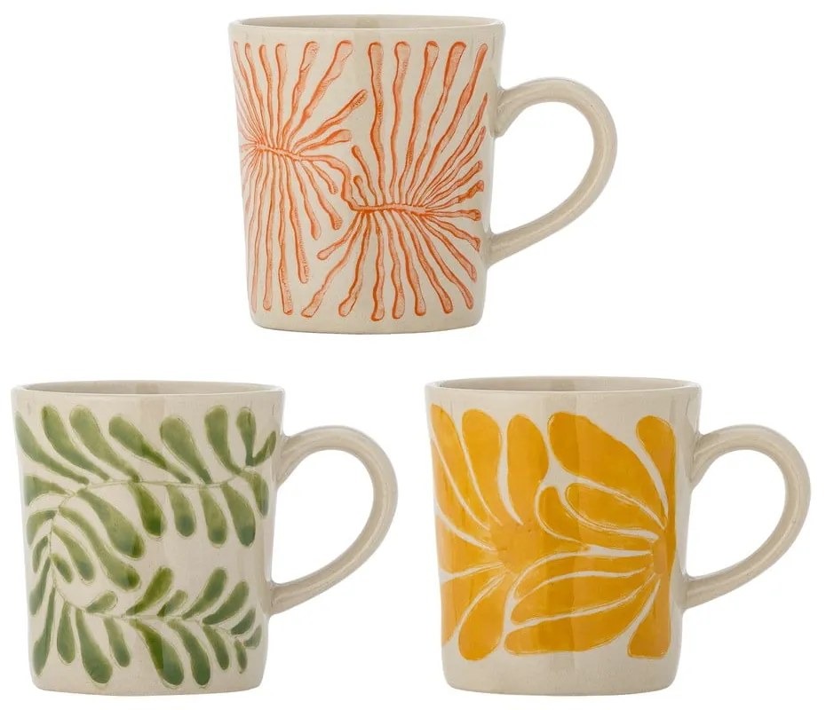 Šálky v súprave 3 ks na cappuccino z kameniny 205 ml Fauni – Bloomingville