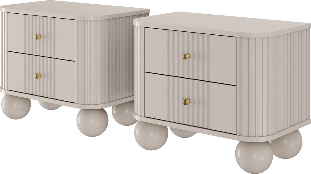 Nočné stolíky Vespera 56 cm - 2 ks - kašmírová / zlatá / kašmírové nohy