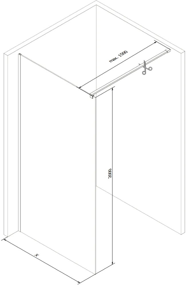 Mexen Kioto, Walk-In sprchová zástena 80 x 200 cm, 8mm číre sklo, biely profil, 800-080-101-20-00