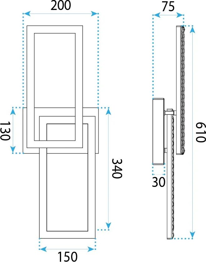 Toolight Toolight, stropné LED svietidlo 610x200 mm, 12W, 4000K, 1000lm, čierna matná, G155-C, OSW-06409