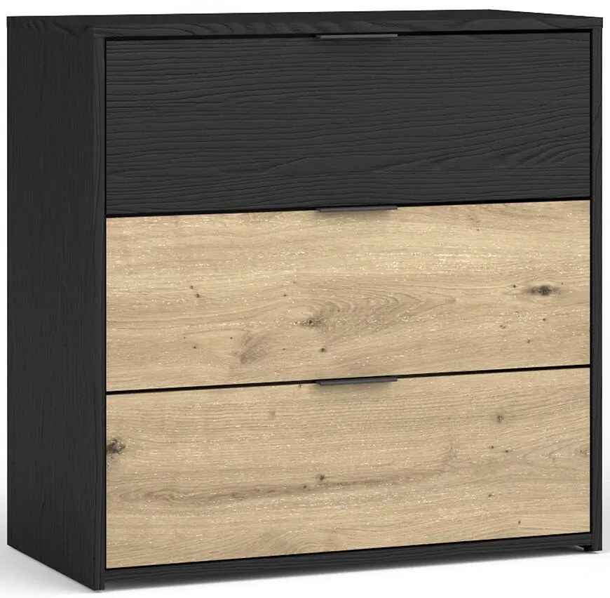 Komoda Upsala 3S 27B čierny grafit+dub artisan