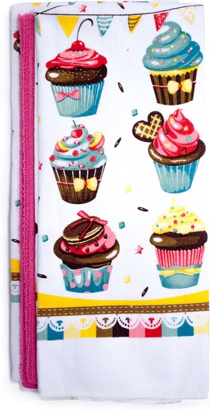 U. T. C. Kuchynský uterák Tortičky, 38 x 64 cm, sada 3 ks